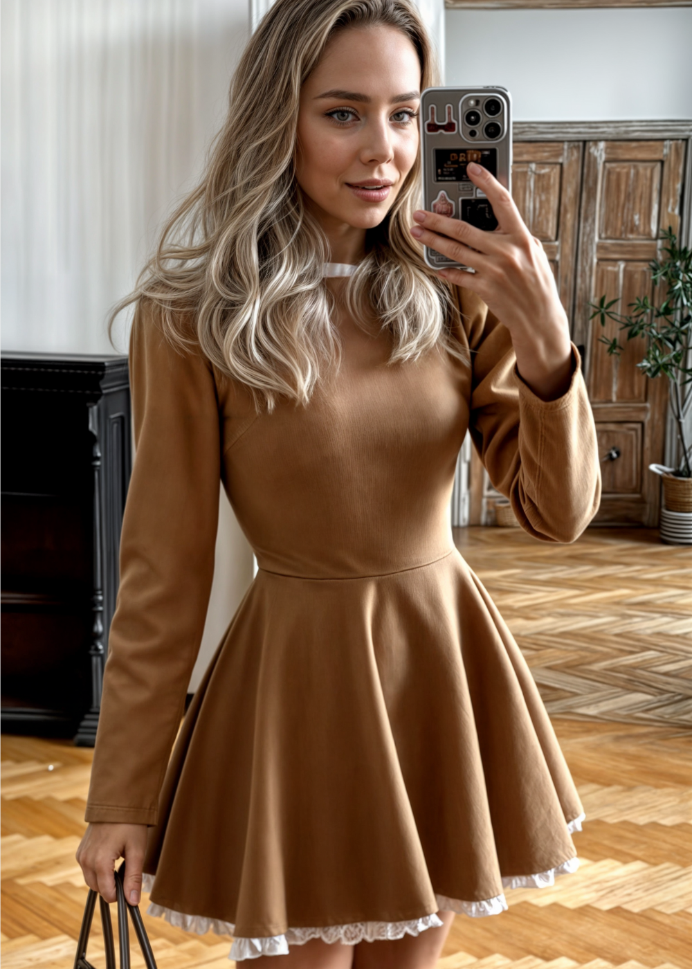 Everly | Robe mini en dentelle à taille haute