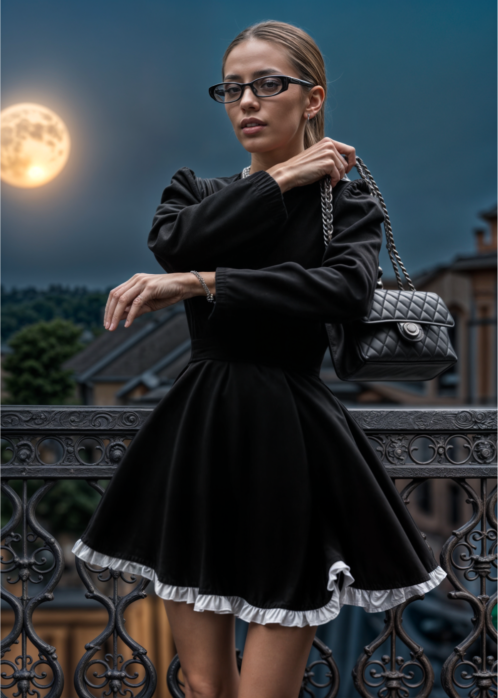 Everly | Robe mini en dentelle à taille haute
