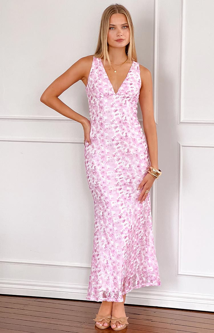 Farida - Robe Maxi en Dentelle Rose