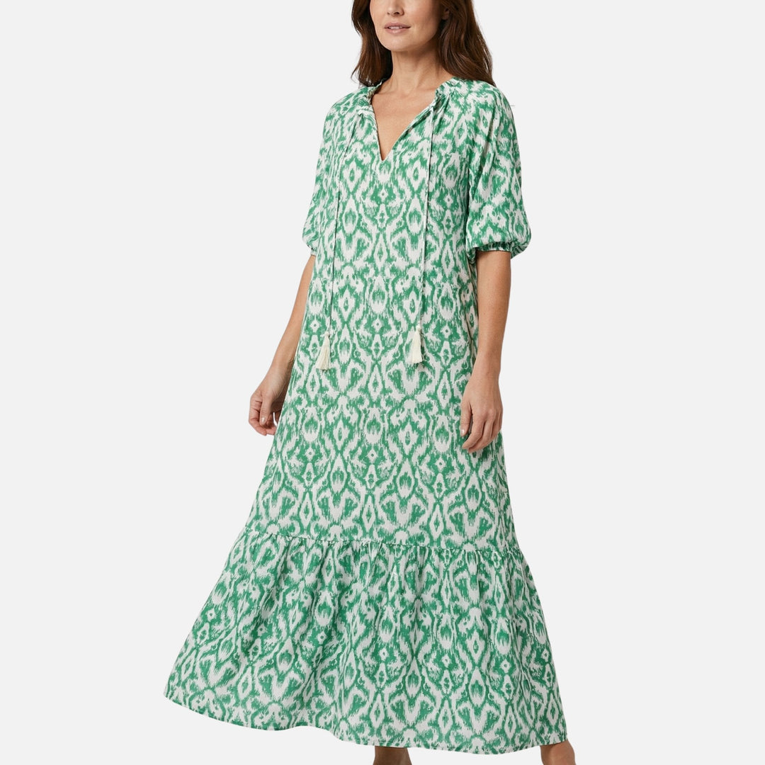 Lieselotte | Robe Midi Fluide Femme Mélange de Viscose Décolleté en V – Viscose Midi Col V