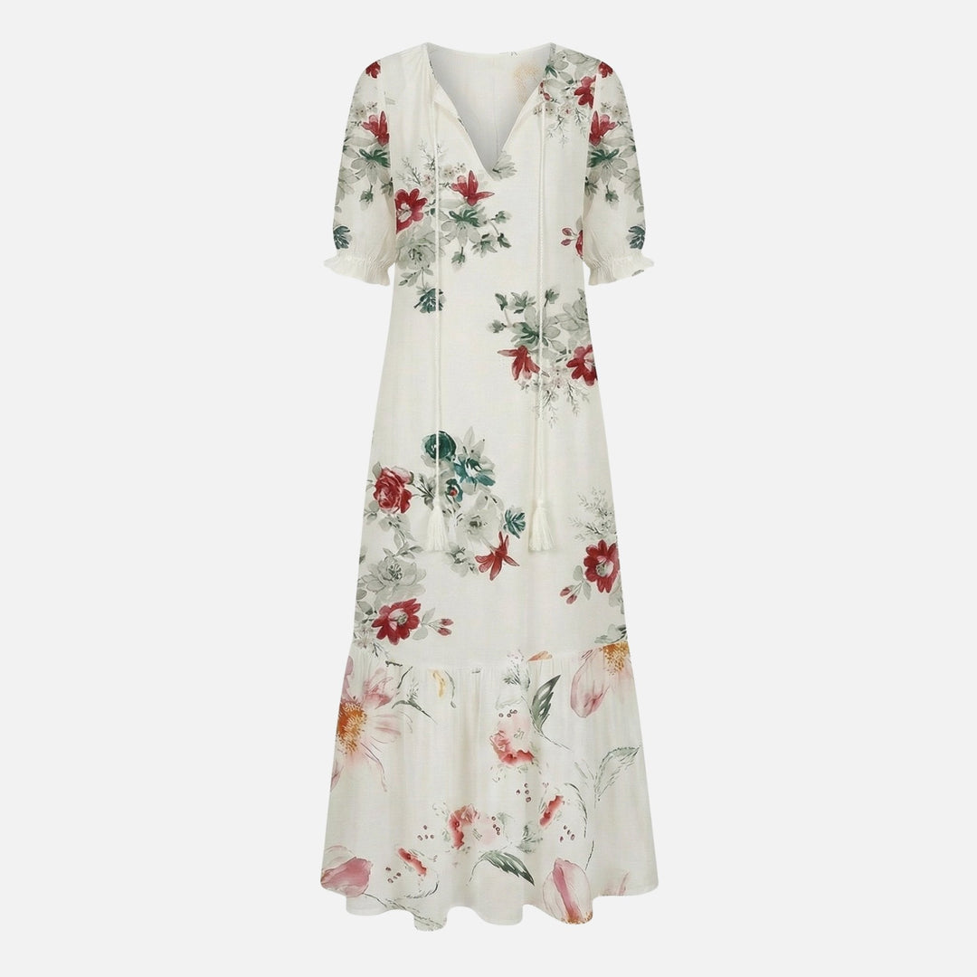 Lieselotte | Robe Midi Fluide Femme Mélange de Viscose Décolleté en V – Viscose Midi Col V