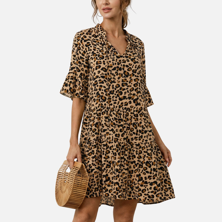Waltraud | Robe Midi Fluide pour Femmes à Imprimé Léopard – Robe Midi Leo