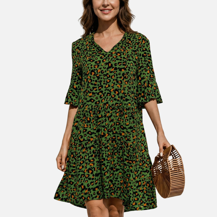 Waltraud | Robe Midi Fluide pour Femmes à Imprimé Léopard – Robe Midi Leo