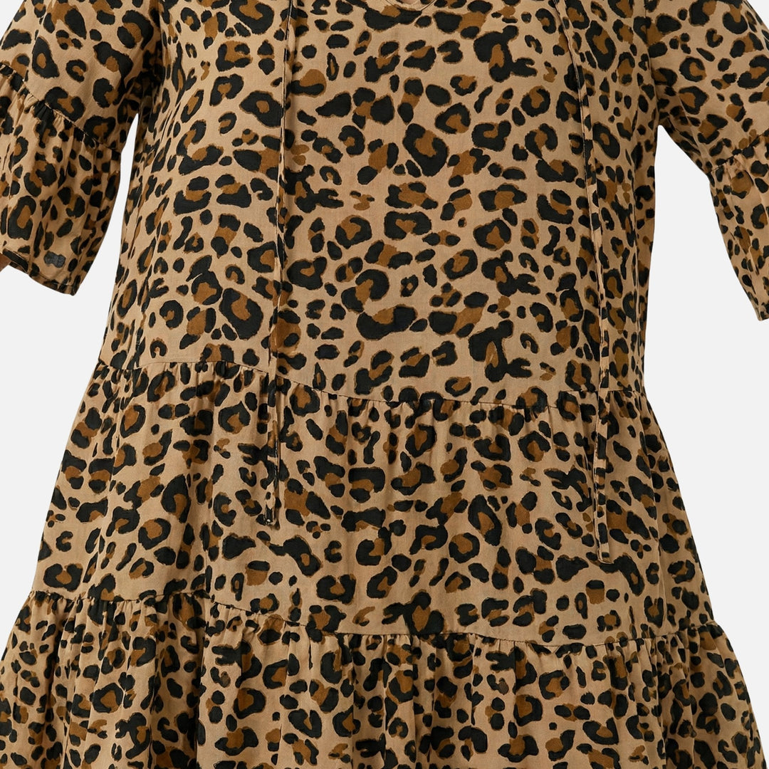 Waltraud | Robe Midi Fluide pour Femmes à Imprimé Léopard – Robe Midi Leo