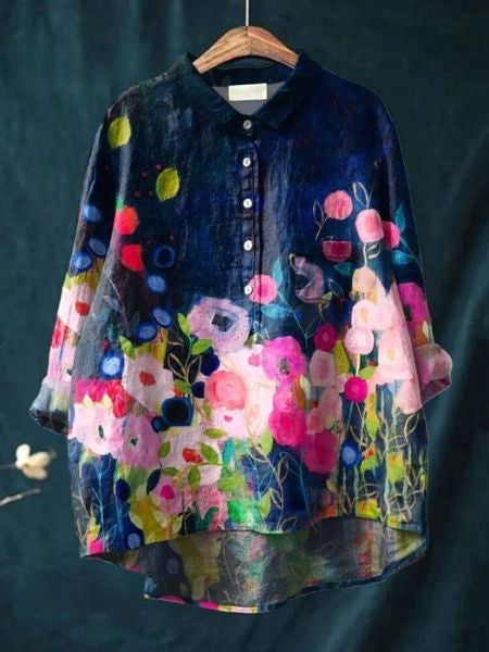 Rosa | Chemise oversize à fleurs aquarelle