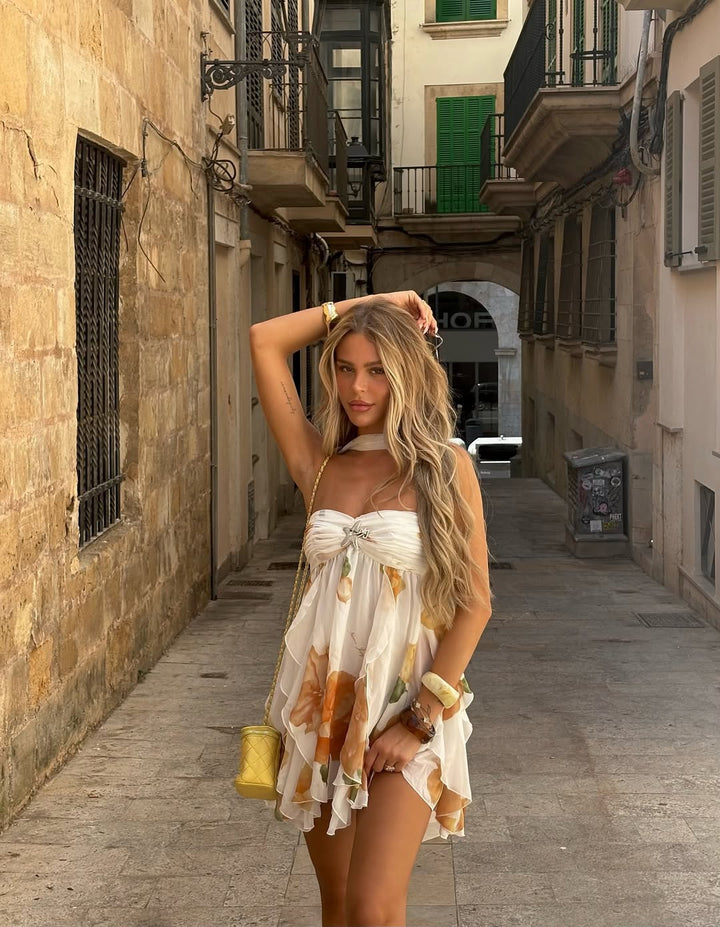 Kyrie | Robe Minijupe en Chiffon avec Bandeau pour Cocktail