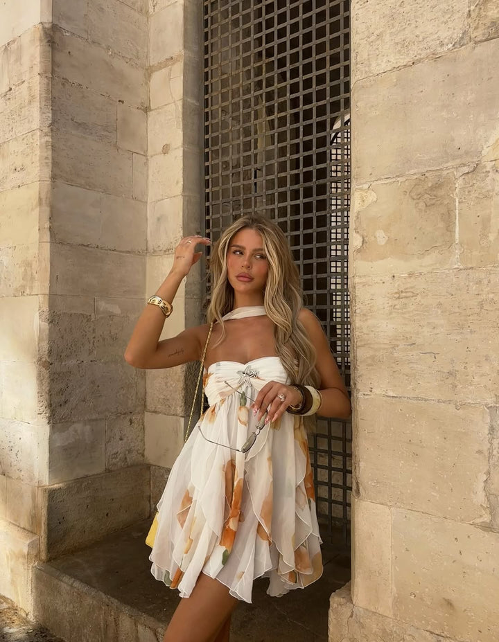 Kyrie | Robe Minijupe en Chiffon avec Bandeau pour Cocktail