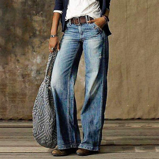 Maya - Jean large taille haute intemporel pour femmes