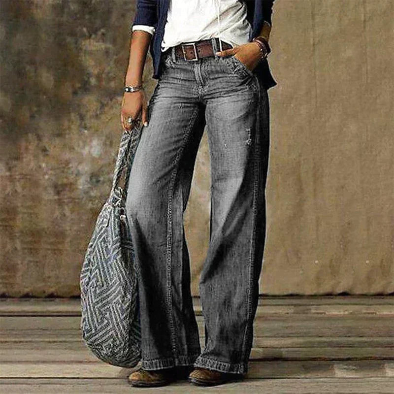 Maya - Jean large taille haute intemporel pour femmes