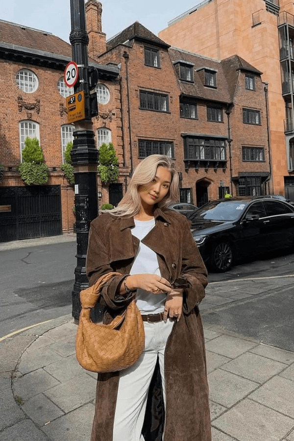Greta | Manteau Trench Long pour Femmes en Suède Vegan – Manteau en Aspect Suède 2026