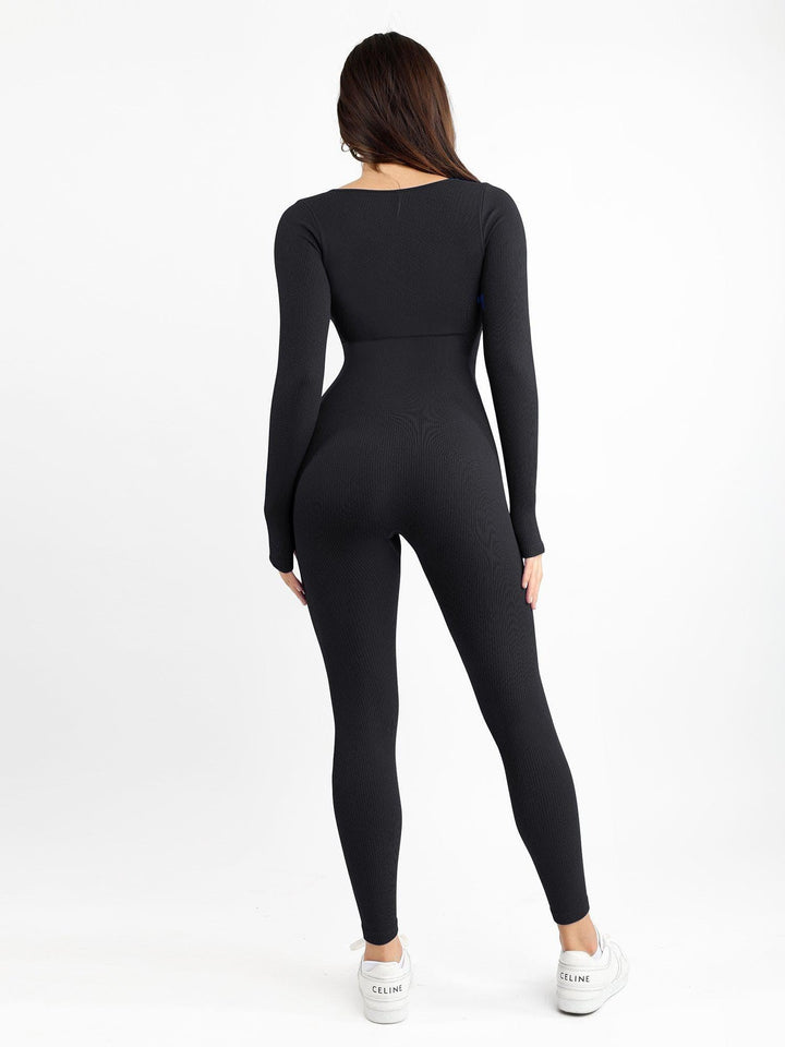 Combinaison longue sans couture avec décolleté carré