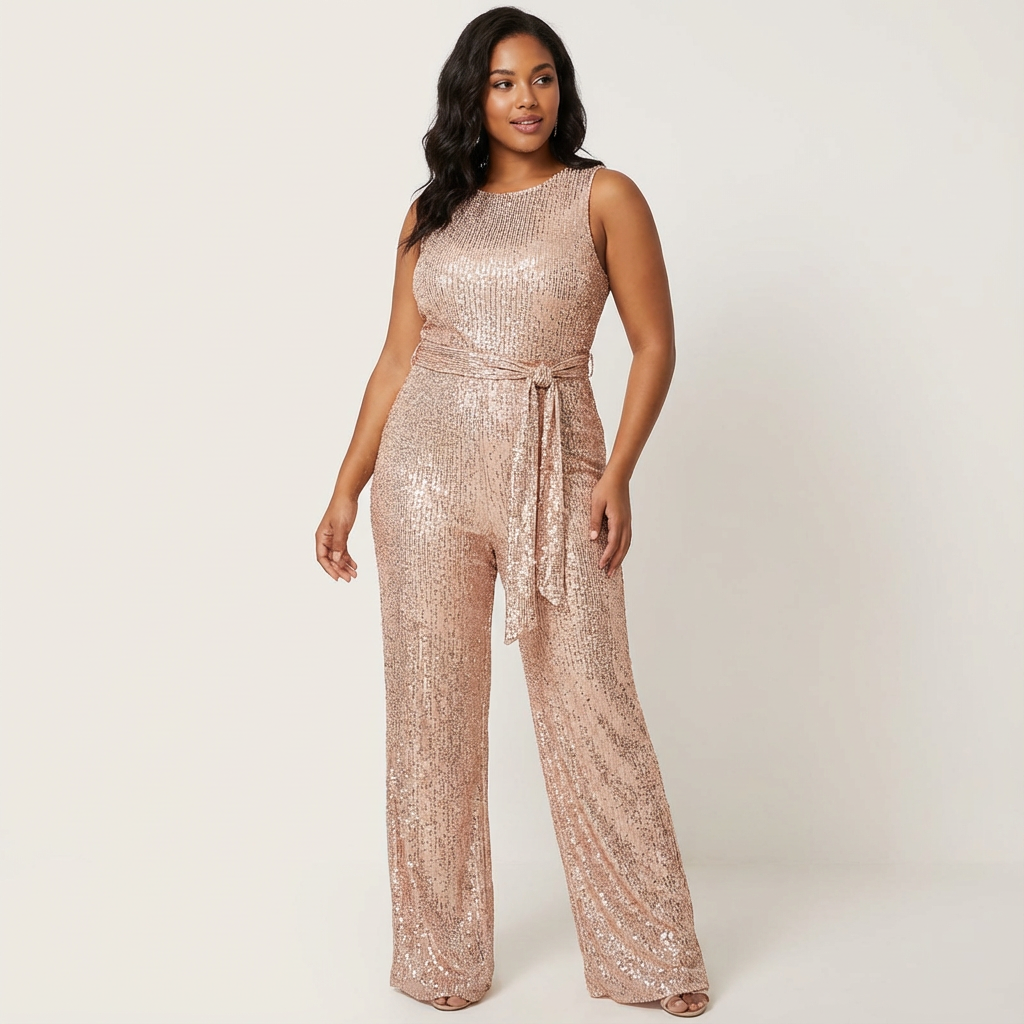 Jumpsuit scintillant glamour pour femmes avec dos nu