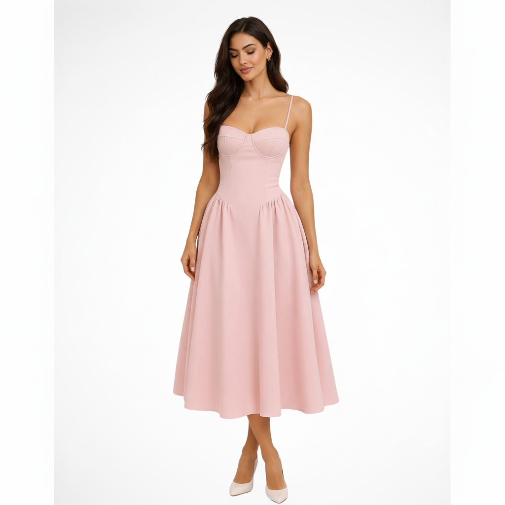 Serena | Robe Midi Femme Corset A-Ligne – Robe Midi Corset A-Ligne Élégante 2026