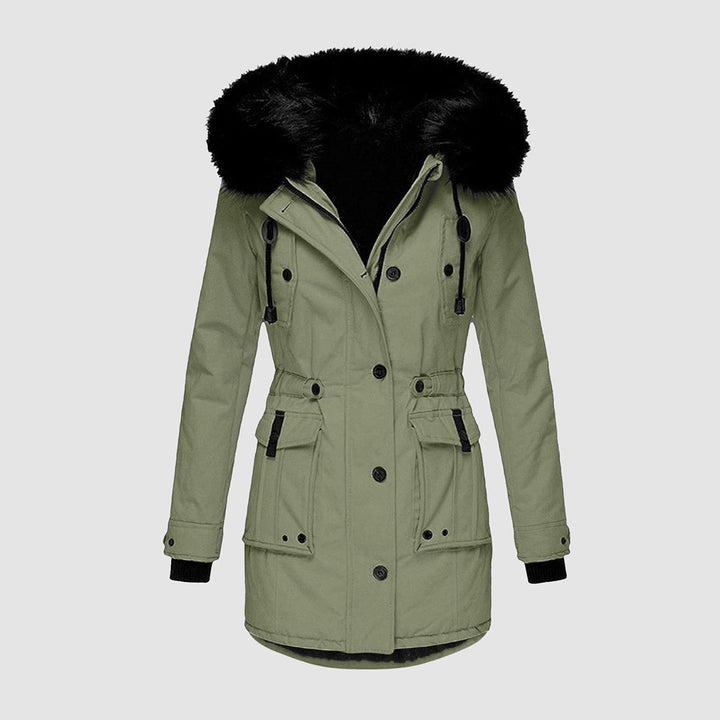 Veste d'hiver Femme Doublée Avec Capuche | Veste à Fermeture Éclair Avec Poches