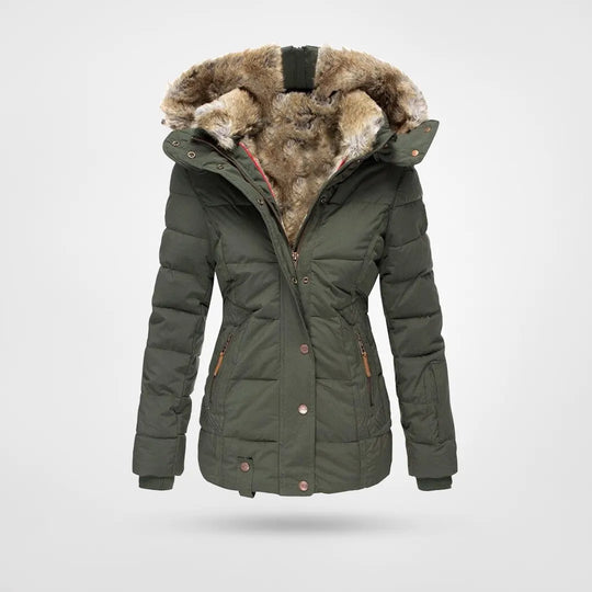 Veste d'hiver femme avec capuche | Manteau d'hiver doublé avec fermeture éclair