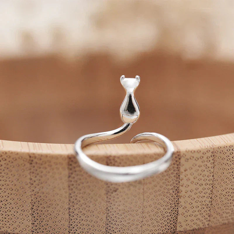 Bague pour chat réglable en argent