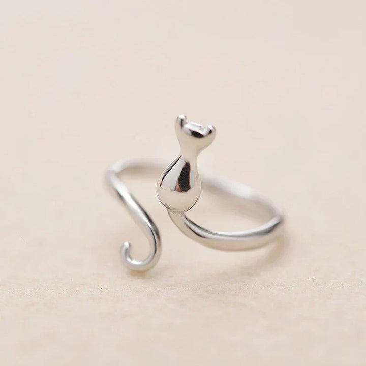 Bague pour chat réglable en argent