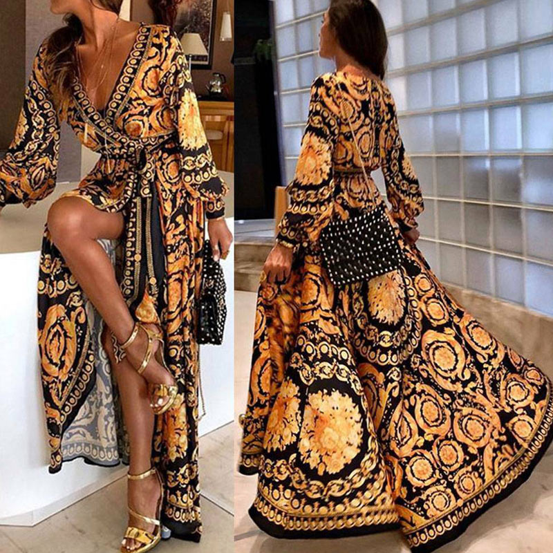 Melody - Robe maxi boho d'été avec décolleté en V
