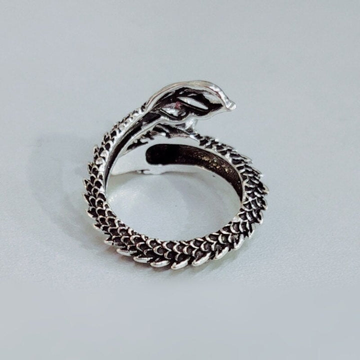 Bague dragon ajustable en argent