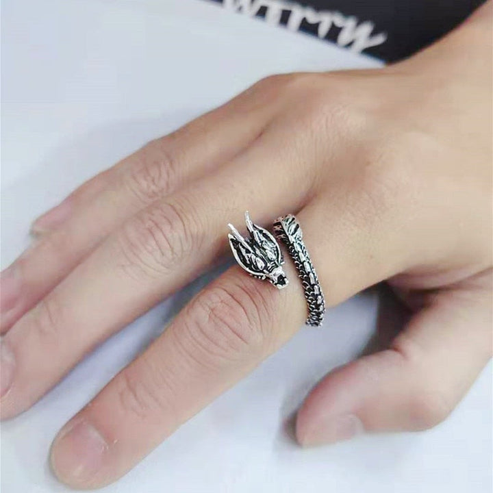 Bague dragon ajustable en argent
