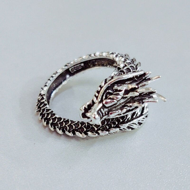 Bague dragon ajustable en argent