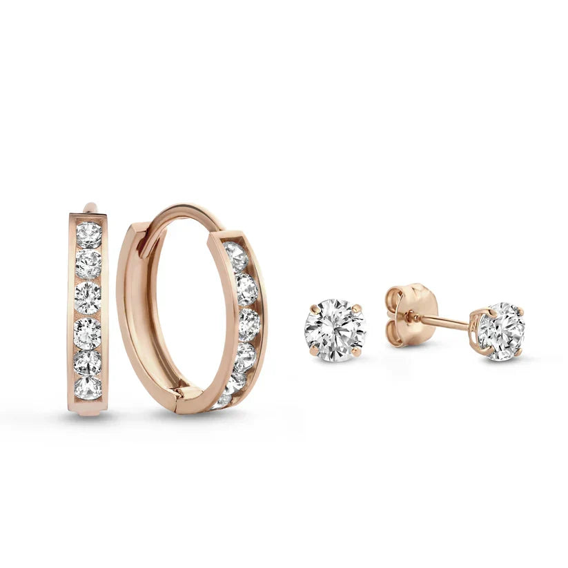Ensemble de Boucles d'Oreilles en Or Dara Brillane
