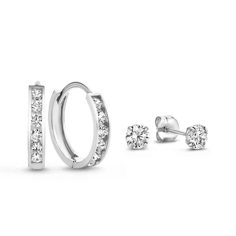 Ensemble de Boucles d'Oreilles en Or Dara Brillane