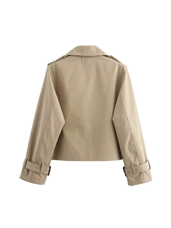 Manteau trench pour femmes avec col à revers et poignets à ceinture