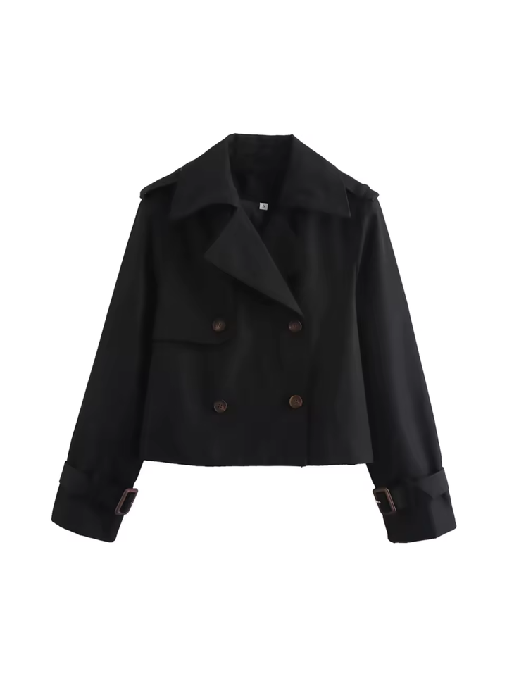 Manteau trench pour femmes avec col à revers et poignets à ceinture