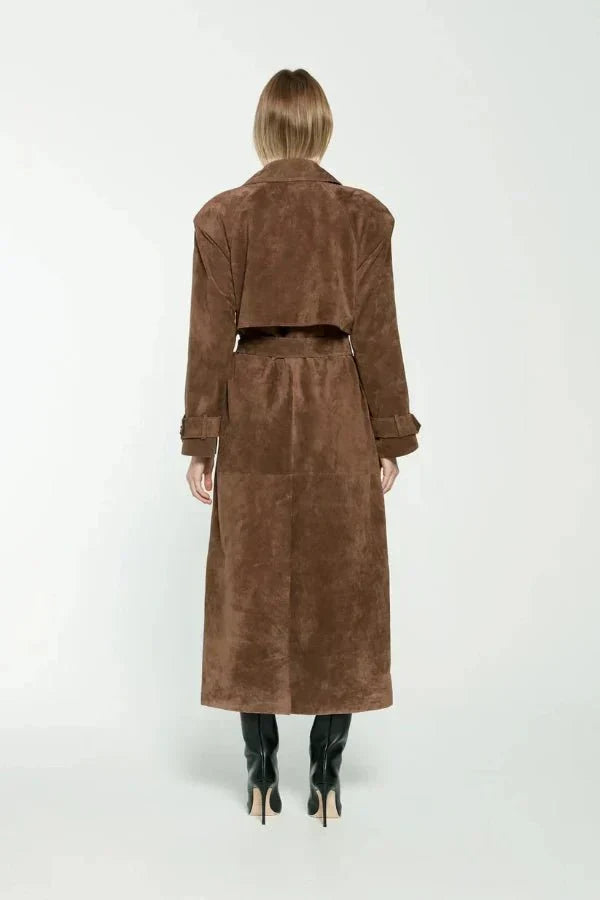 Greta | Manteau Trench Long pour Femmes en Suède Vegan – Manteau en Aspect Suède 2026