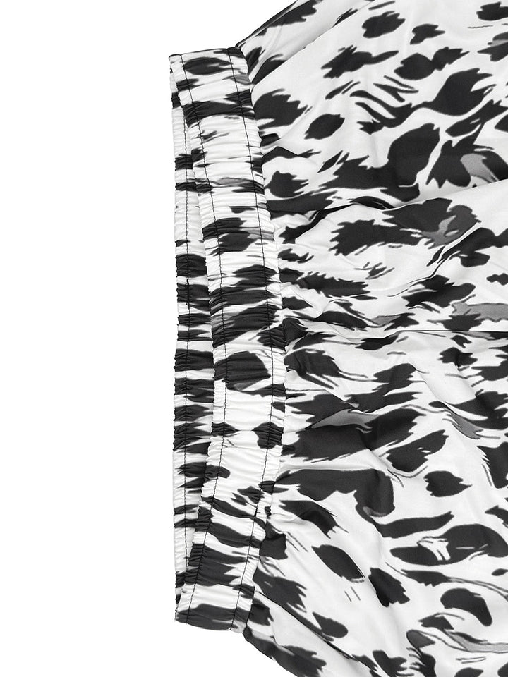 Pantalon ample à taille élastique, en dégradé, à imprimé léopard, à poches, à jambes larges