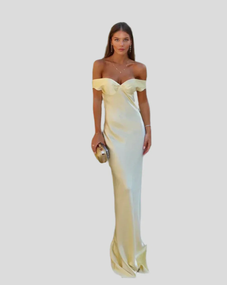 Marcelline – Robe de soirée sans bretelles en satin