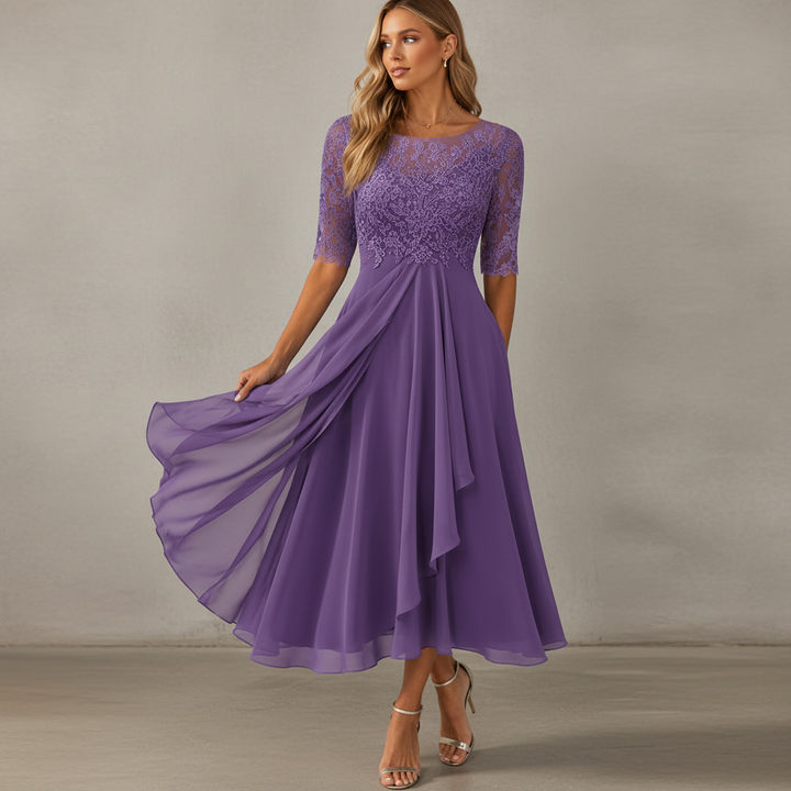 Yara - Robe midi en chiffon élégante
