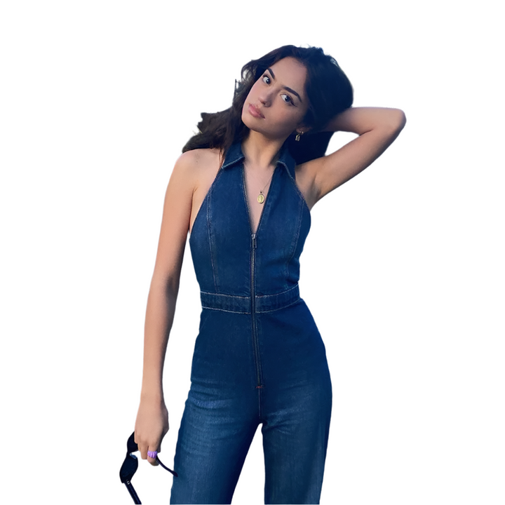 Katelyn - Combinaison en Jean à Décolleté en V
