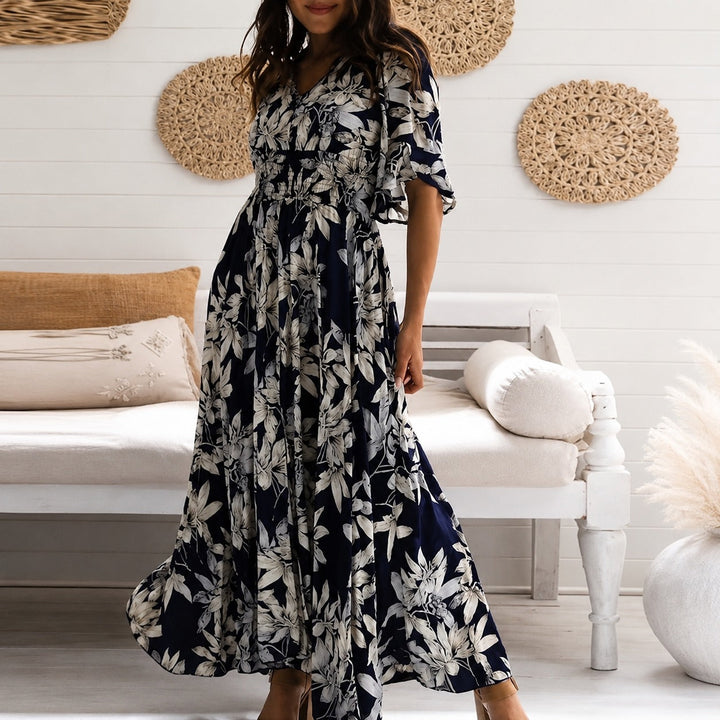 Michaela - Robe midi florale élégante et décontractée