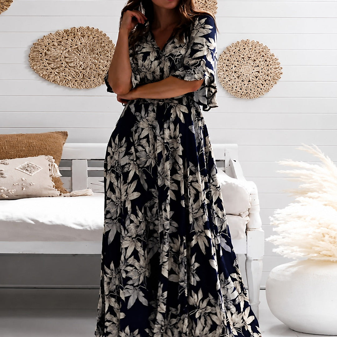 Michaela - Robe midi florale élégante et décontractée