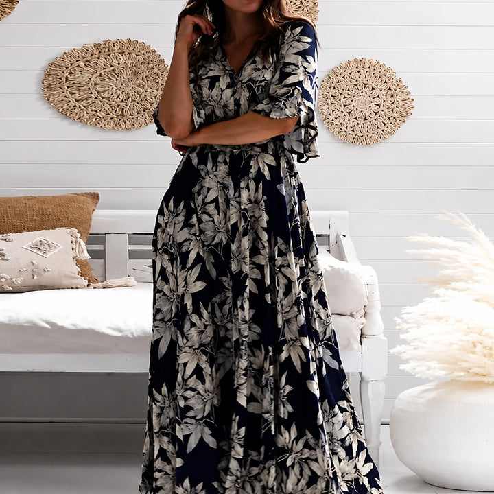 Michaela - Robe midi florale élégante et décontractée