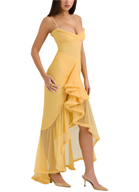 Megan - Robe de soirée longue à fines bretelles