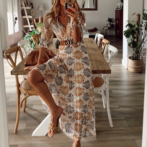 Madison | Robe maxi fluide et élégante avec motif floral pour femmes