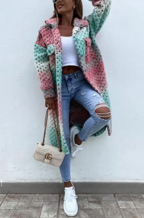 Norina | Manteau Élégant Tissé Arc-en-Ciel pour Femmes