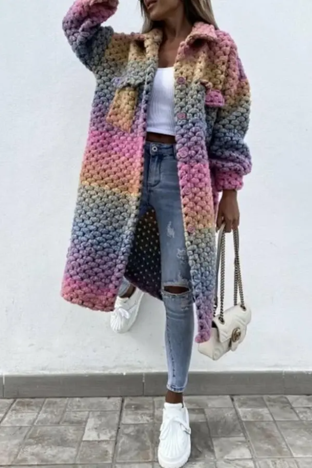 Norina | Manteau Élégant Tissé Arc-en-Ciel pour Femmes