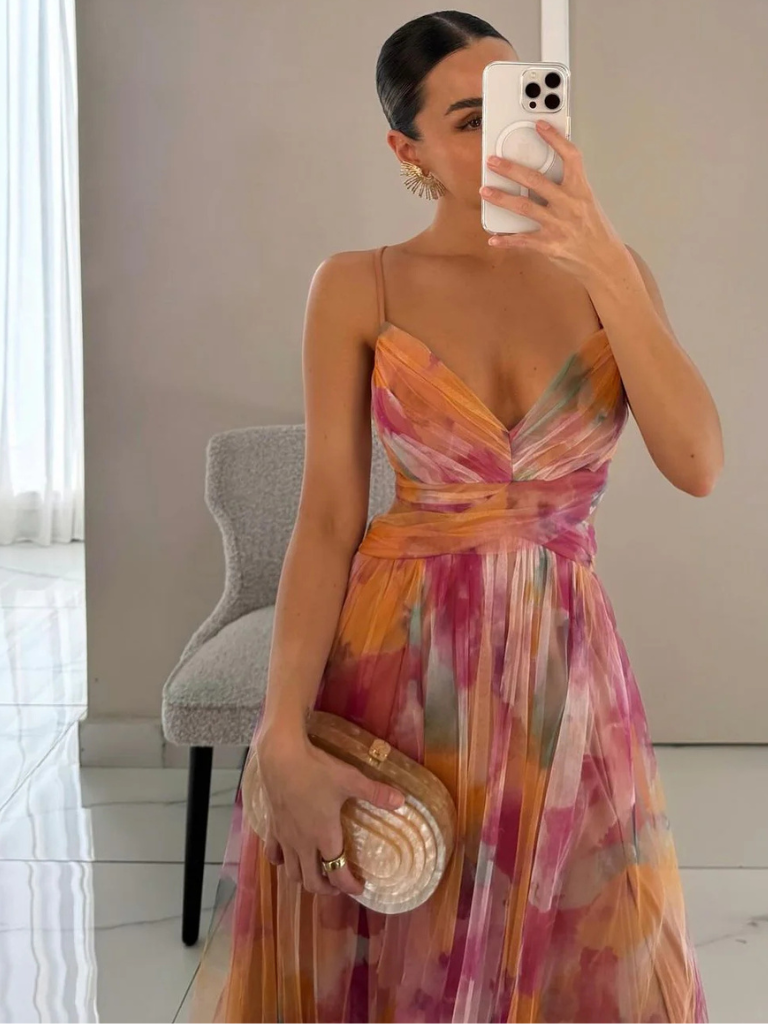 ROBE MAXI CÉLESTE AU COUCHER DU SOLEIL