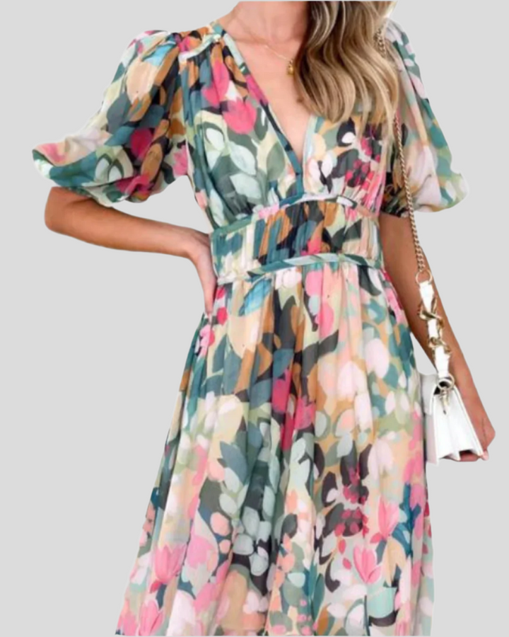 Juliette – Robe midi à motif floral pour un style quotidien intemporel