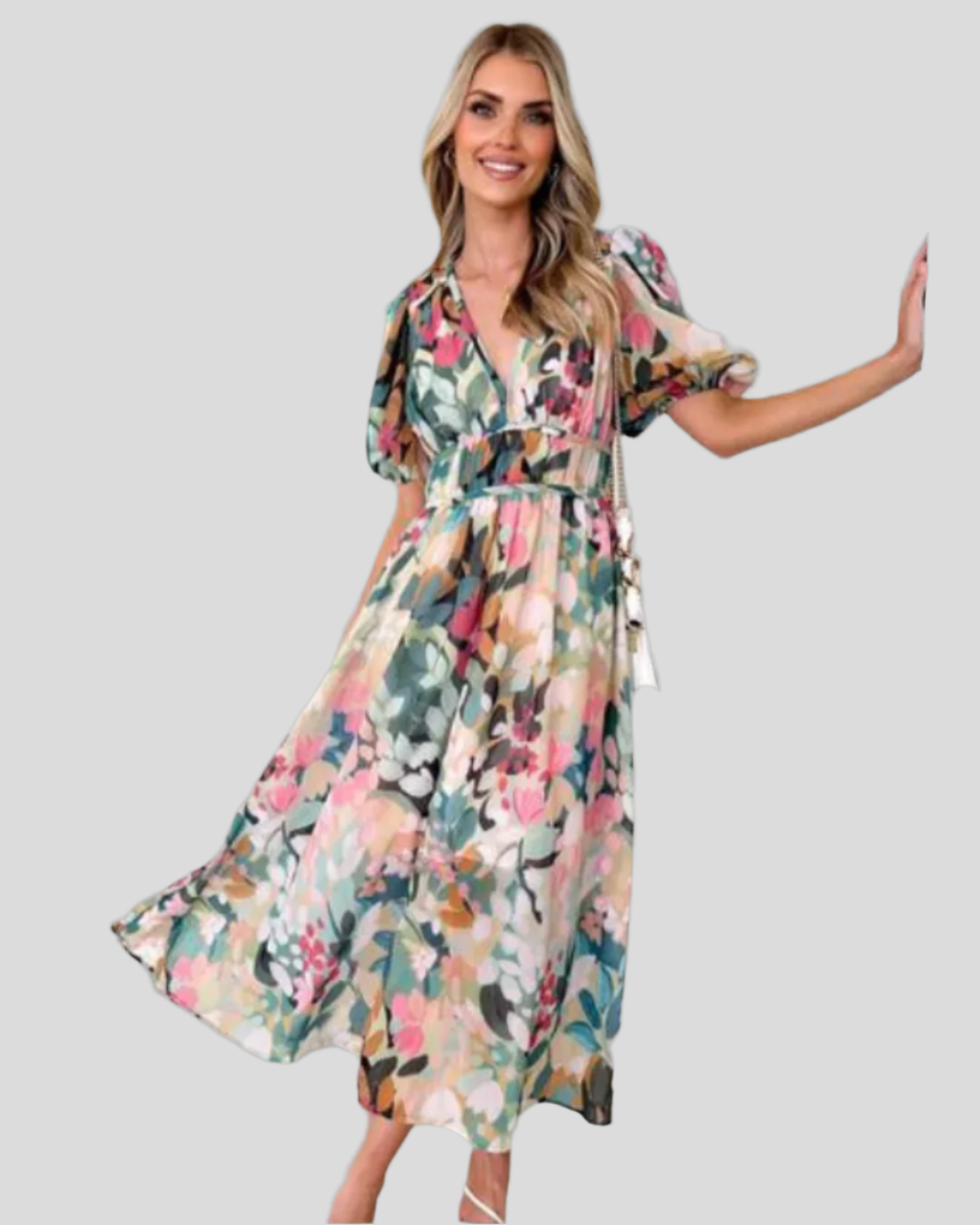 Juliette – Robe midi à motif floral pour un style quotidien intemporel