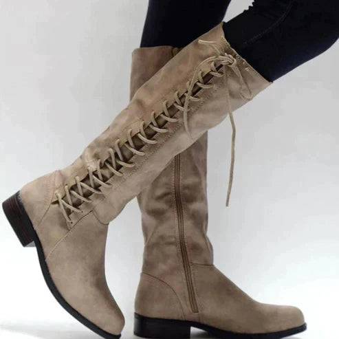 Bottes montantes à lacets pour femmes | Plat