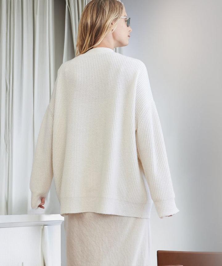 Gilet en tricot à boutons et à côtes pour femmes | Grande taille