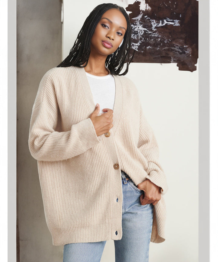 Gilet en tricot à boutons et à côtes pour femmes | Grande taille
