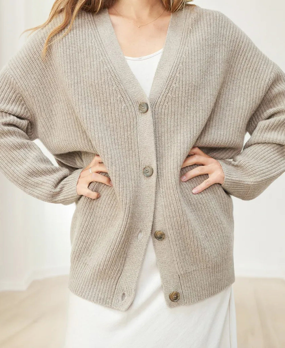 Gilet en tricot à boutons et à côtes pour femmes | Grande taille