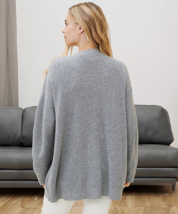 Gilet en tricot à boutons et à côtes pour femmes | Grande taille
