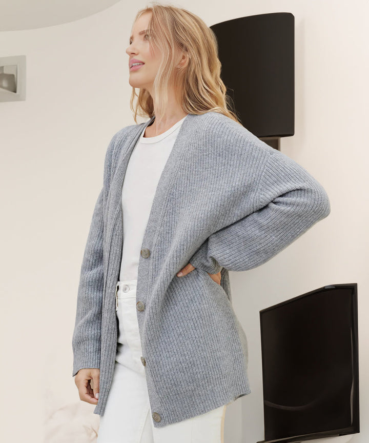 Gilet en tricot à boutons et à côtes pour femmes | Grande taille